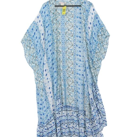 Free People Pattern Open Blue Cardigan - One Size - Like New - Picture 1 of 4